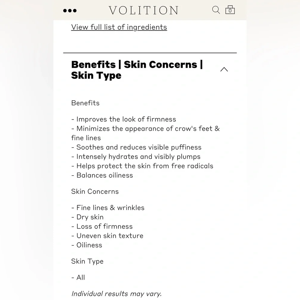 Volition Grenache Retinol Eye Cream with Avec Peptides+ hyaluronic acid